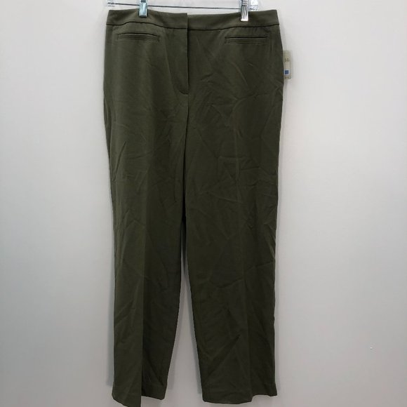 NWT Liz Claiborne Green Stretch Straight Leg Pants - Picture 1 of 7
